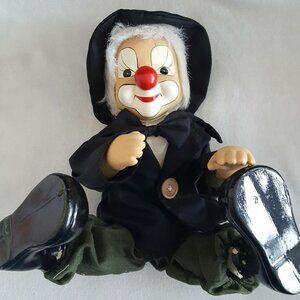 Vintage 80s Circus Clown Doll Bendable Porcelain Arms Legs Head Top Hat 13"